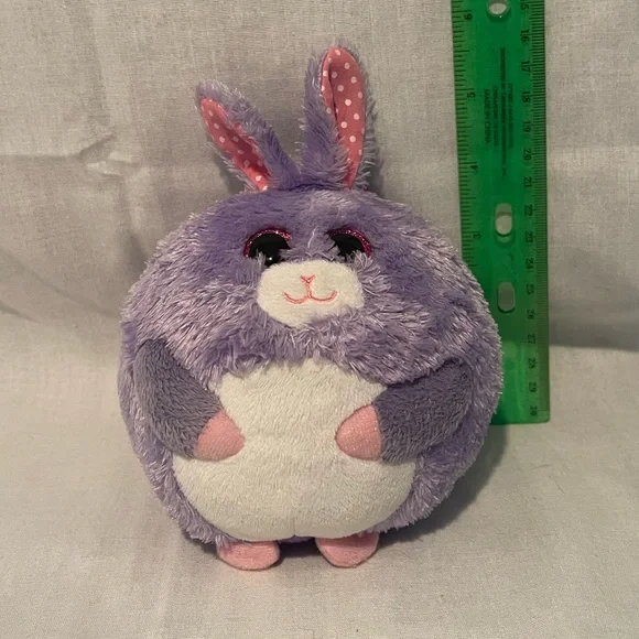 Ty Beanie Ballz Lilac Bunny Rabbit Purple Stuffed Ball Plush Toy 5in
